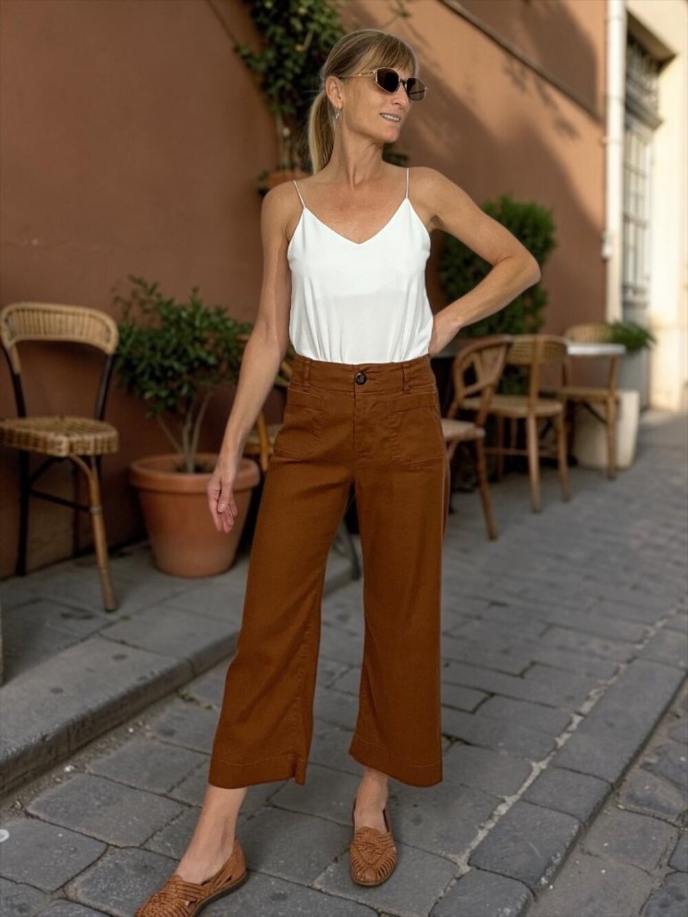 Anthropologie Maeve The Colette Linen Stretch High Rise Wide Leg Pant 25P Petite